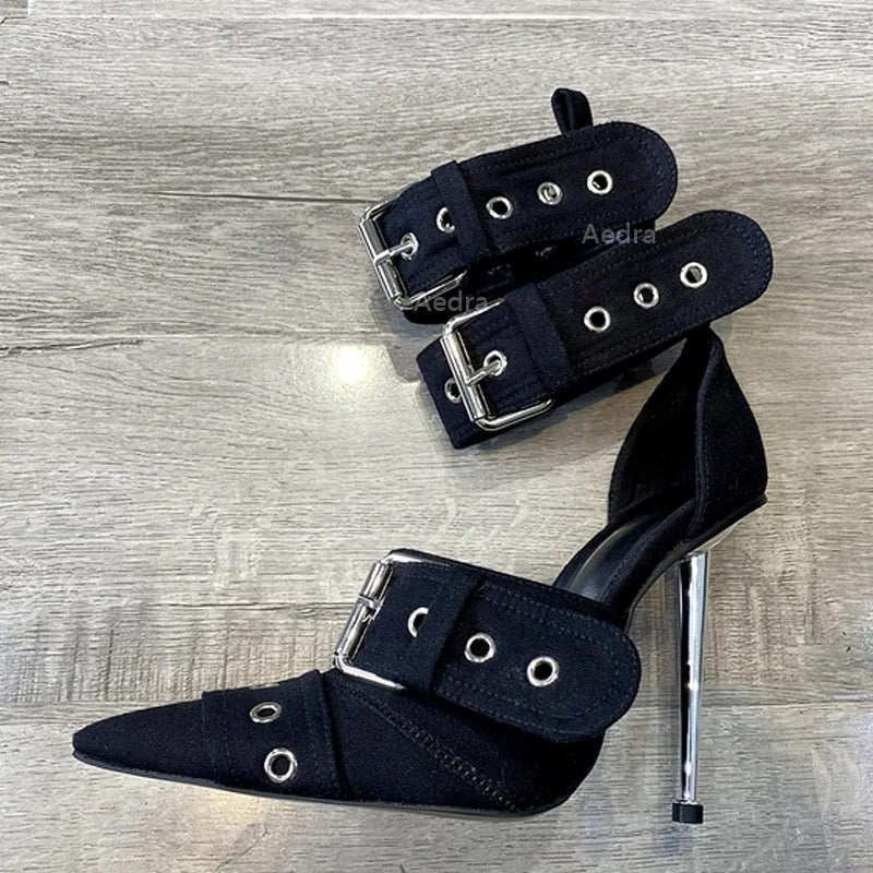 Strapped Up Buckle Heels - Dupe Department