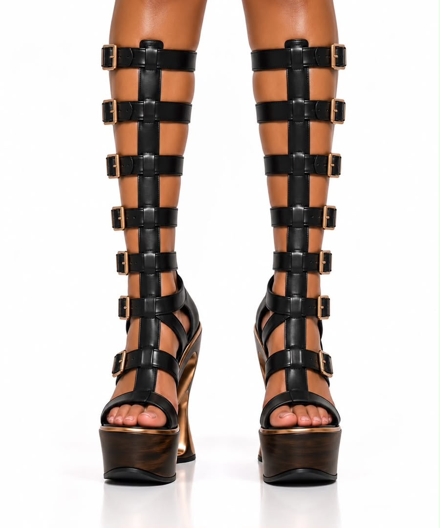 THE SCULPT MUSE CAGE BOOT — BLACK