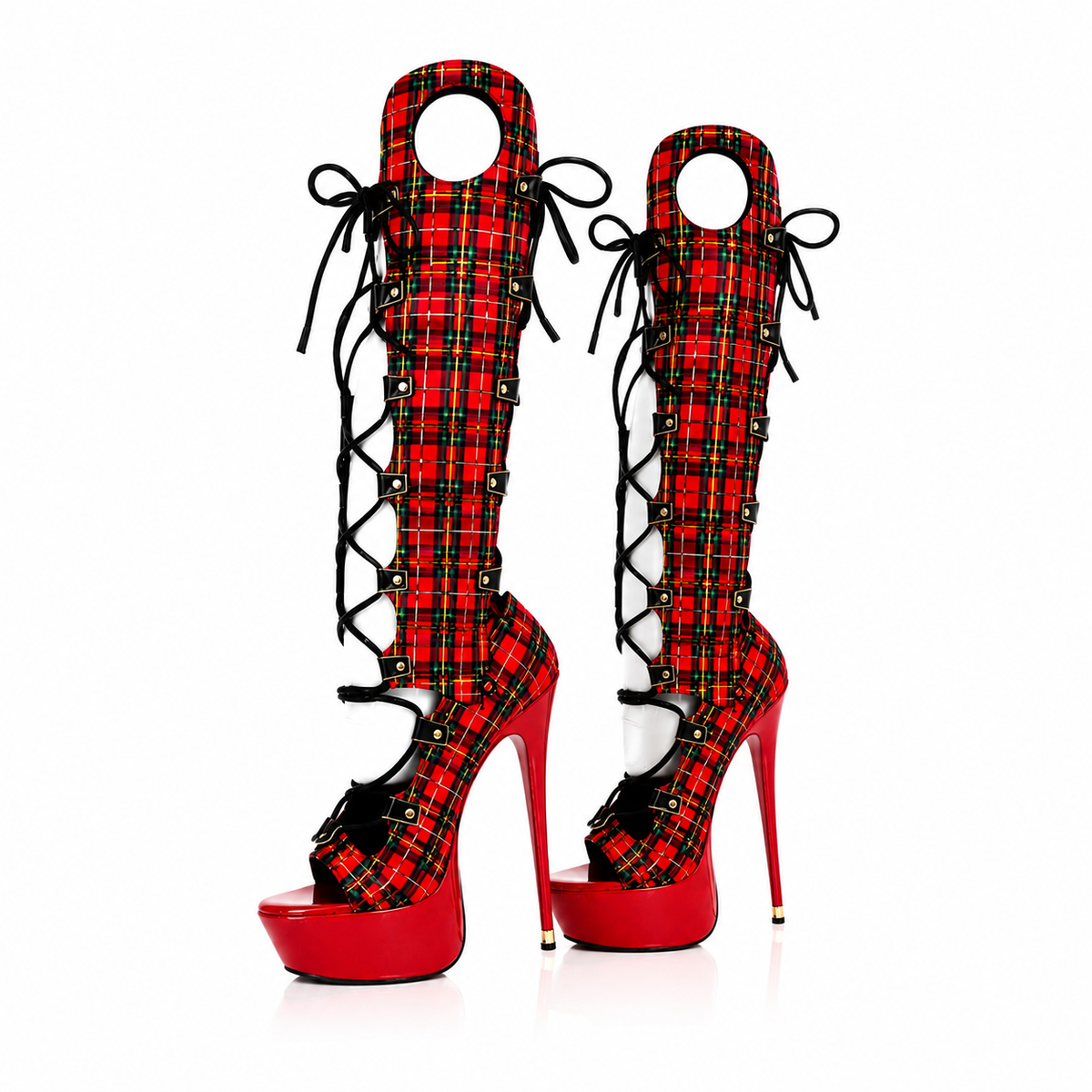 RESORT MUSE PLATFORM HEELS — RED LUXE