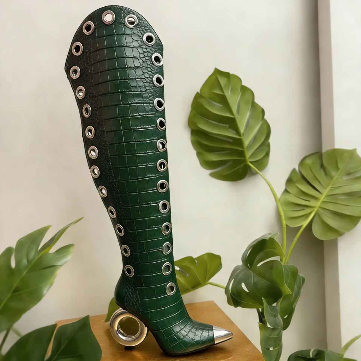“Gilded Eye Couture” Thigh-High Boots