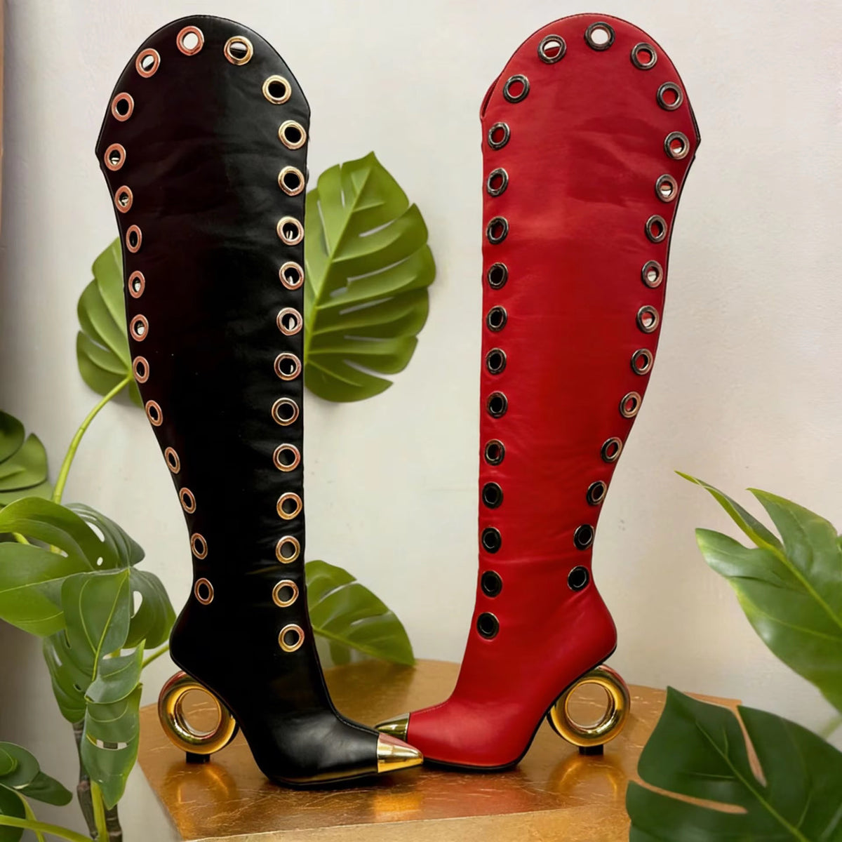 “Gilded Eye Couture” Thigh-High Boots