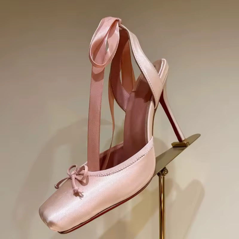 Satin Ballet Ribbon Stiletto Heels
