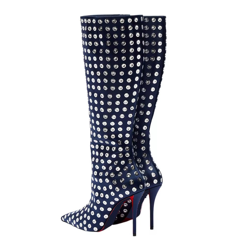 STUDDED SIREN HEEL BOOTS