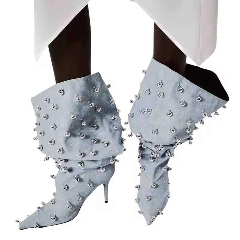 Studded Statement Knee-High Boots