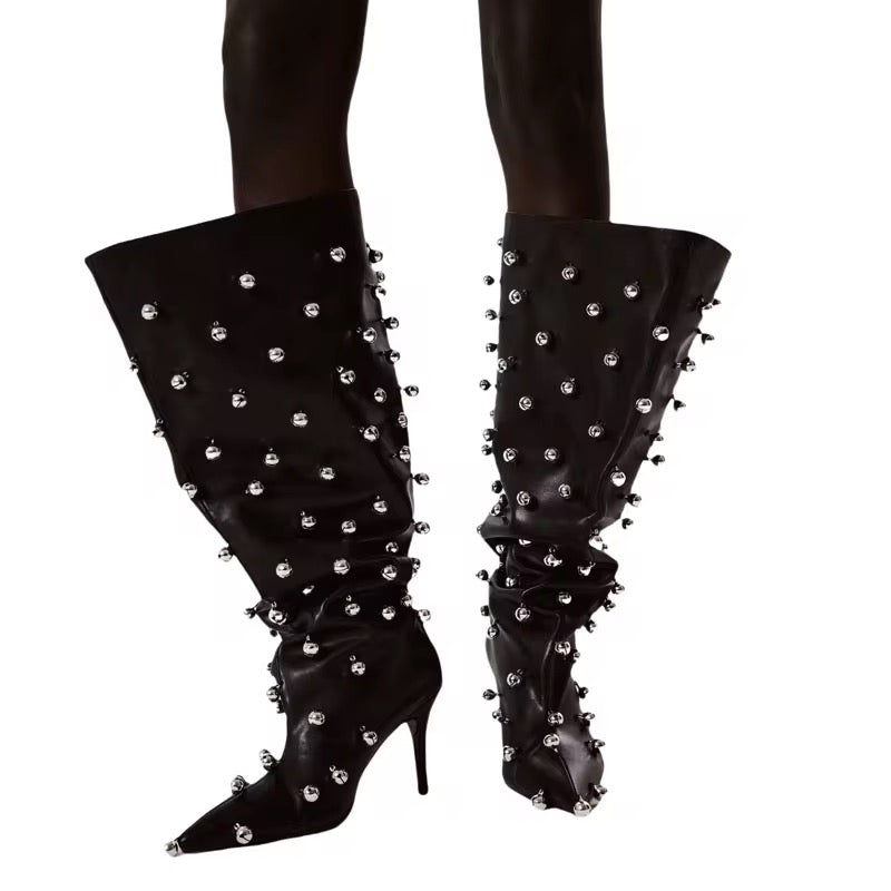 Studded Statement Knee-High Boots