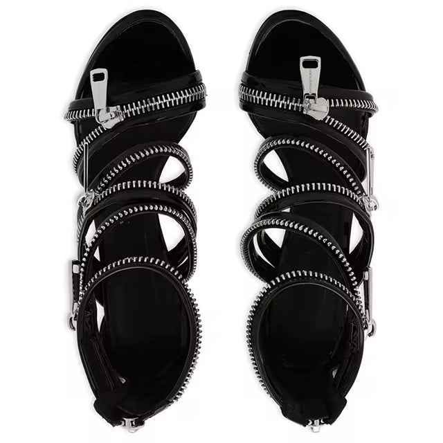 Zipper Strap Stiletto Heels