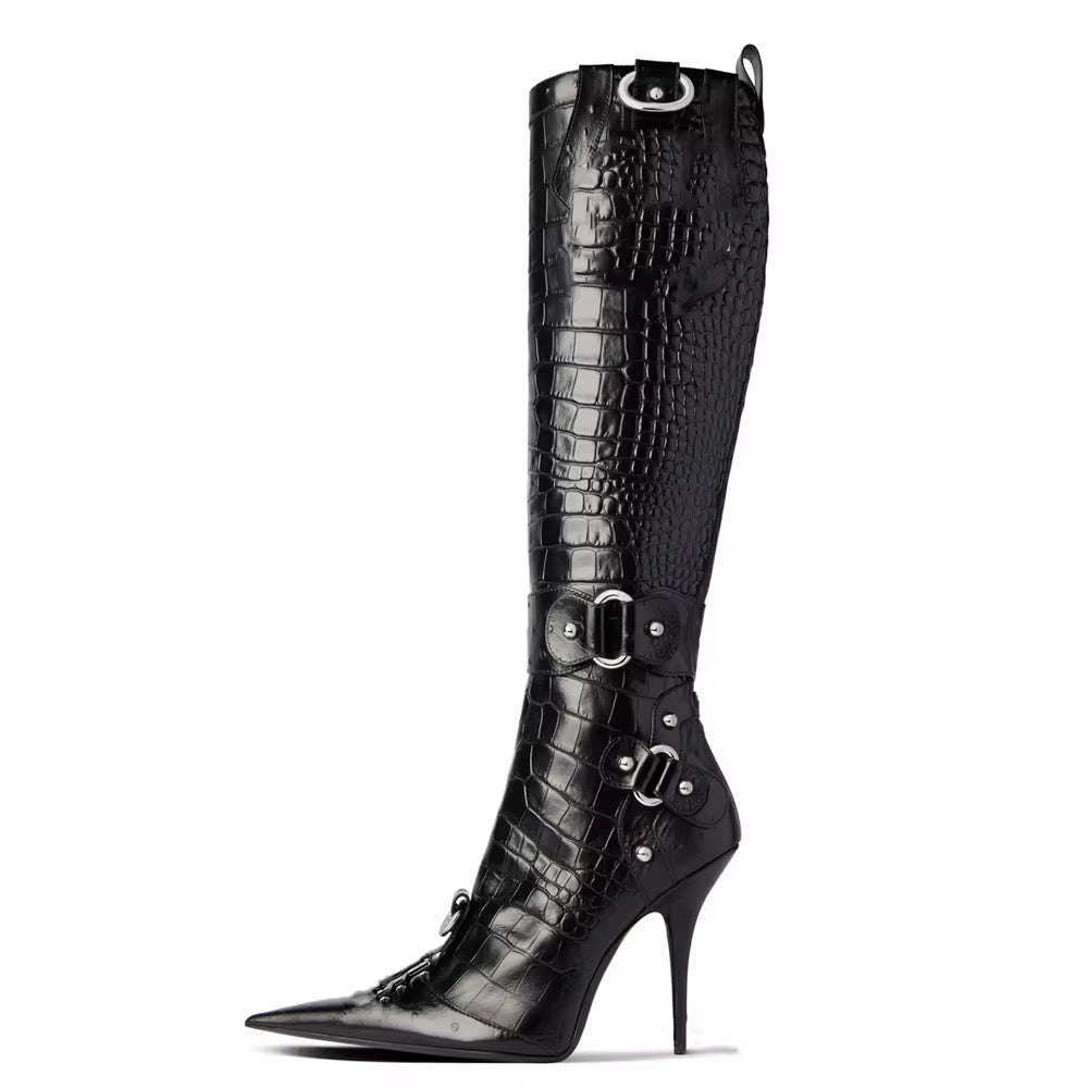 Viper Luxe Croc Buckle Heel Boots
