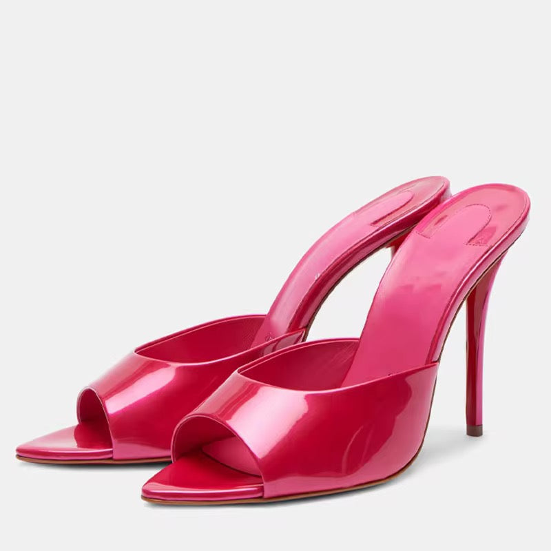 Red Sole Stiletto Mule Heels