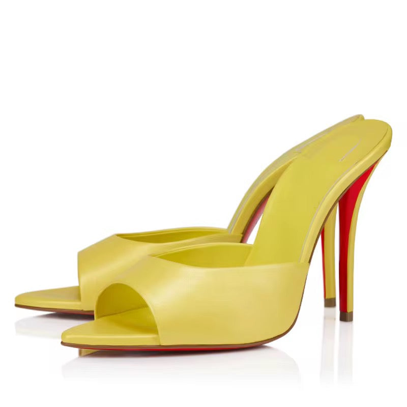 Red Sole Stiletto Mule Heels