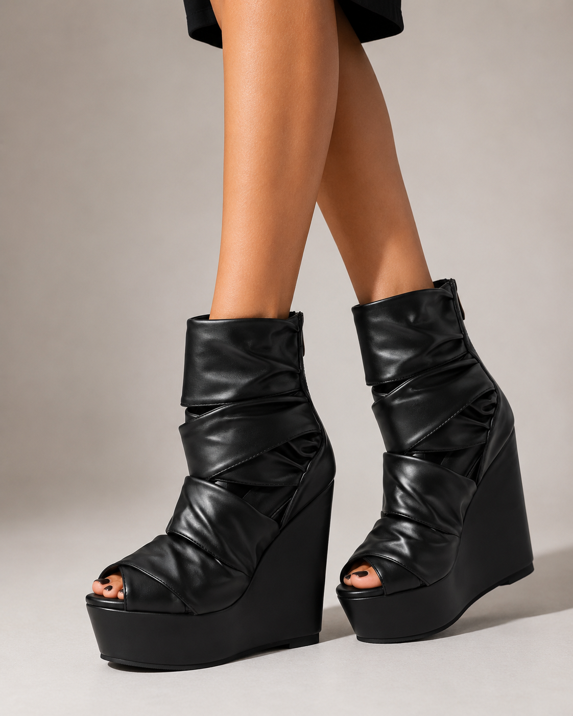 Draped Dominion Wedge Heels