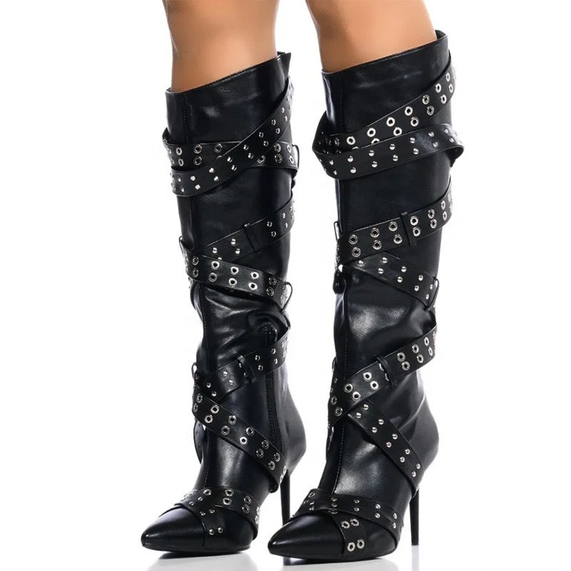 Buckle Down Heel Boots - Dupe Department 