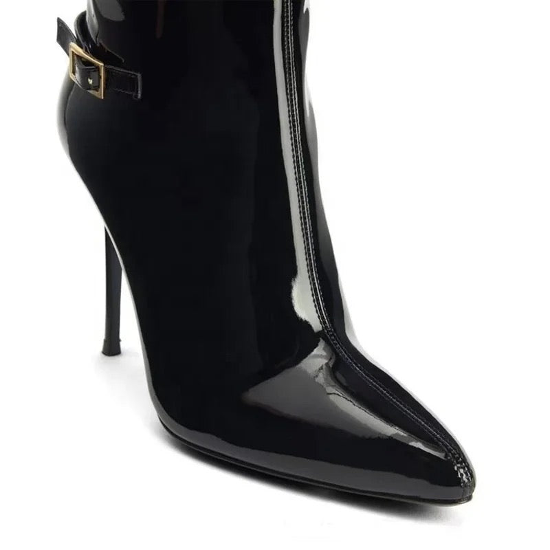 Shiny Patent Heel Boots - Dupe Department 