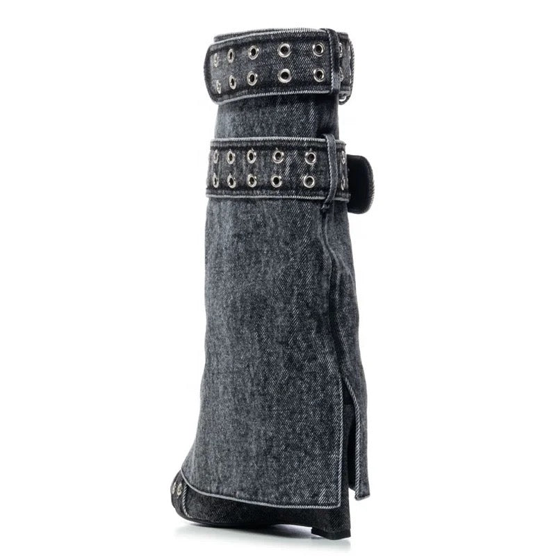 Black Denim Boots - Dupe Department 