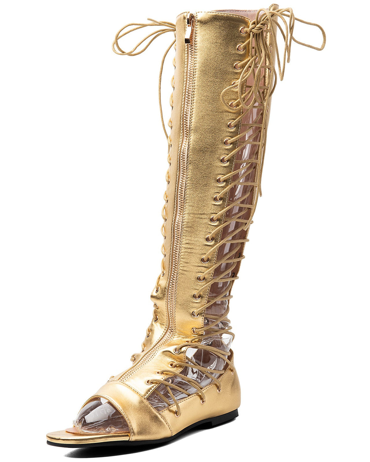 Botas de gladiador de disciplina dorada