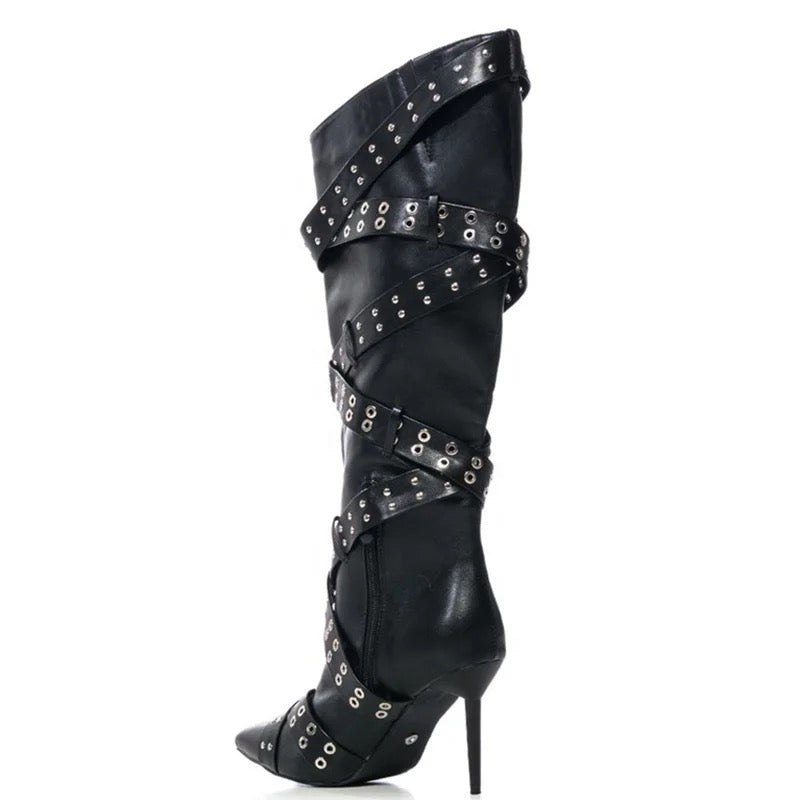 Buckle Down Heel Boots - Dupe Department 