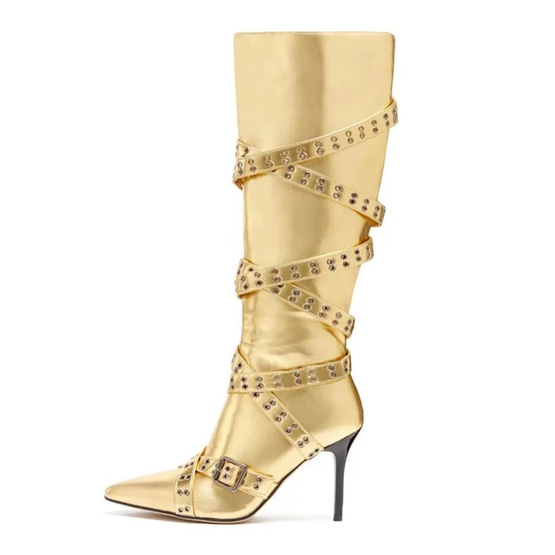 Buckle Down Heel Boots - Dupe Department 