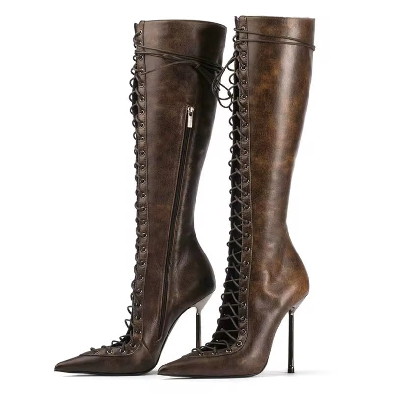 Lace Up Stiletto Boots