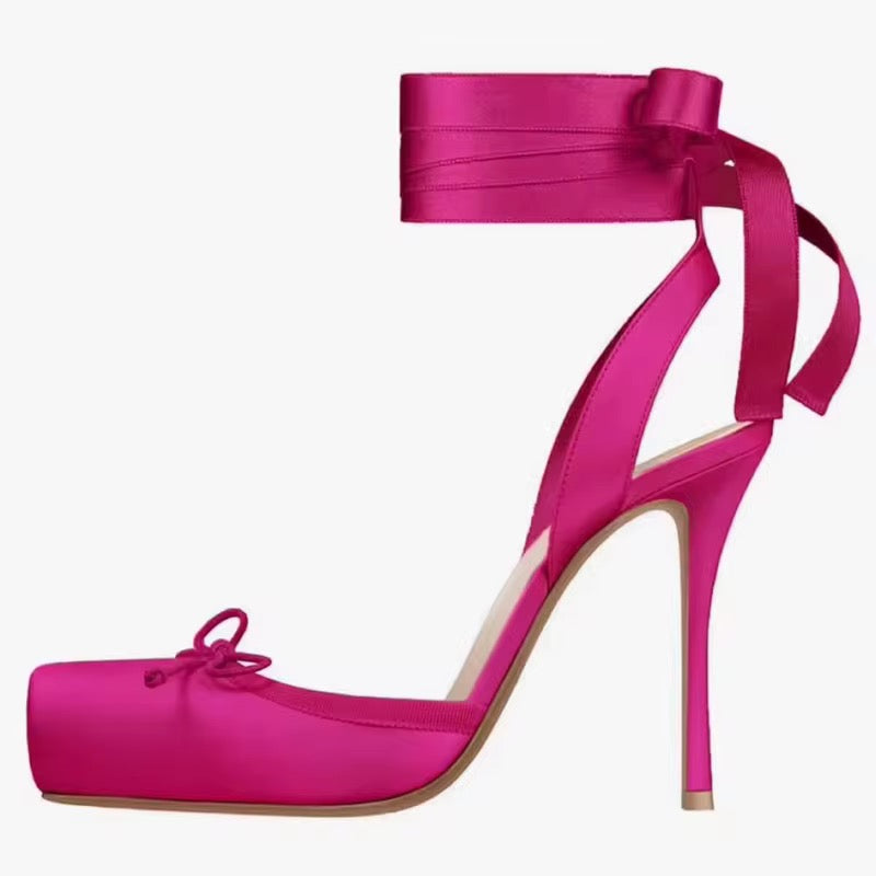 Satin Ballet Ribbon Stiletto Heels