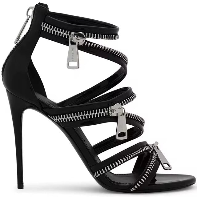 Zipper Strap Stiletto Heels