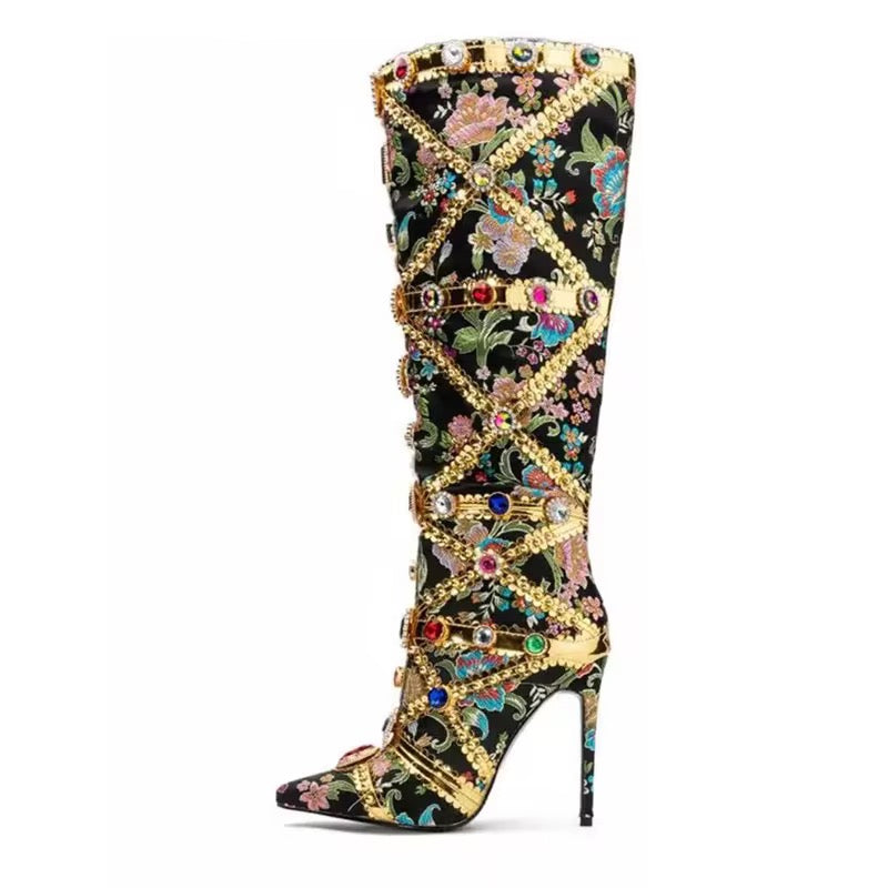 Luxe Jeweled Couture Boots