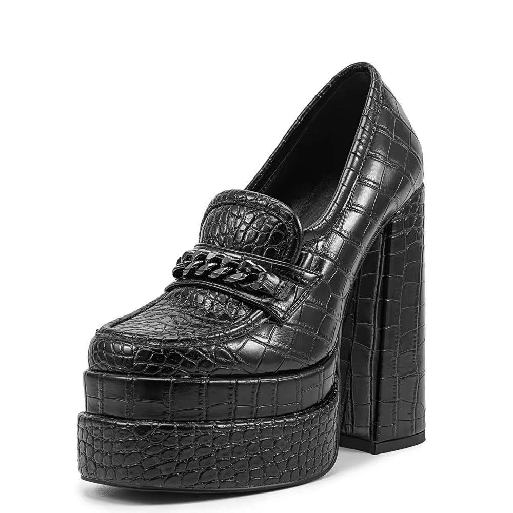 Serpent Stacked Platform Heels