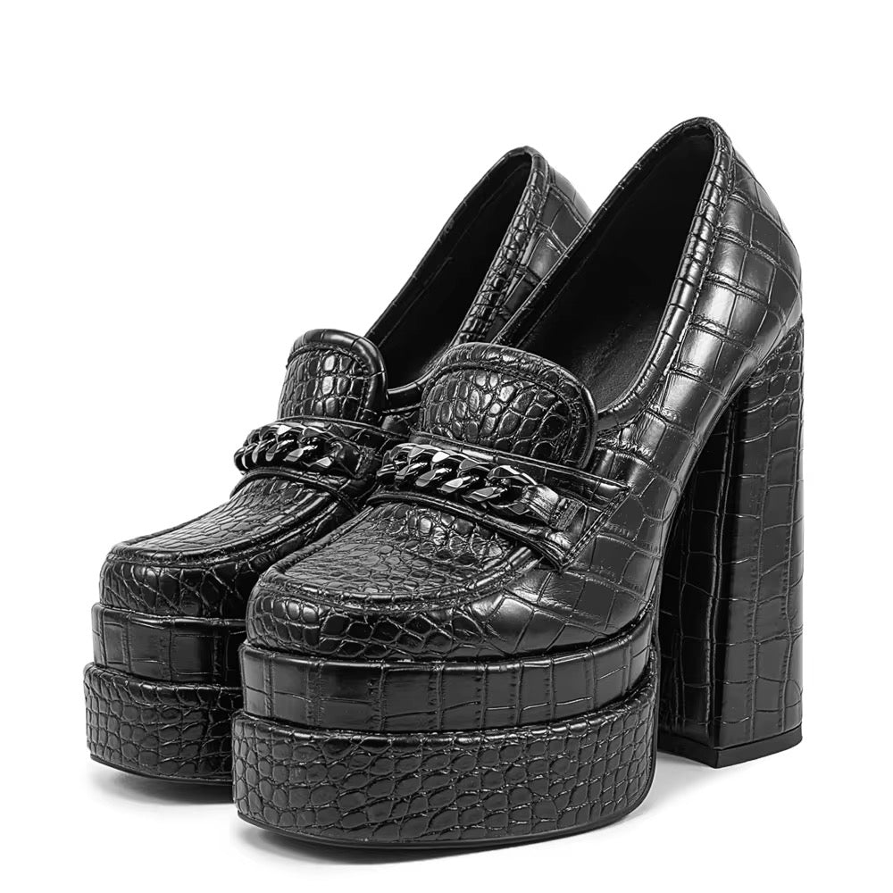 Serpent Stacked Platform Heels