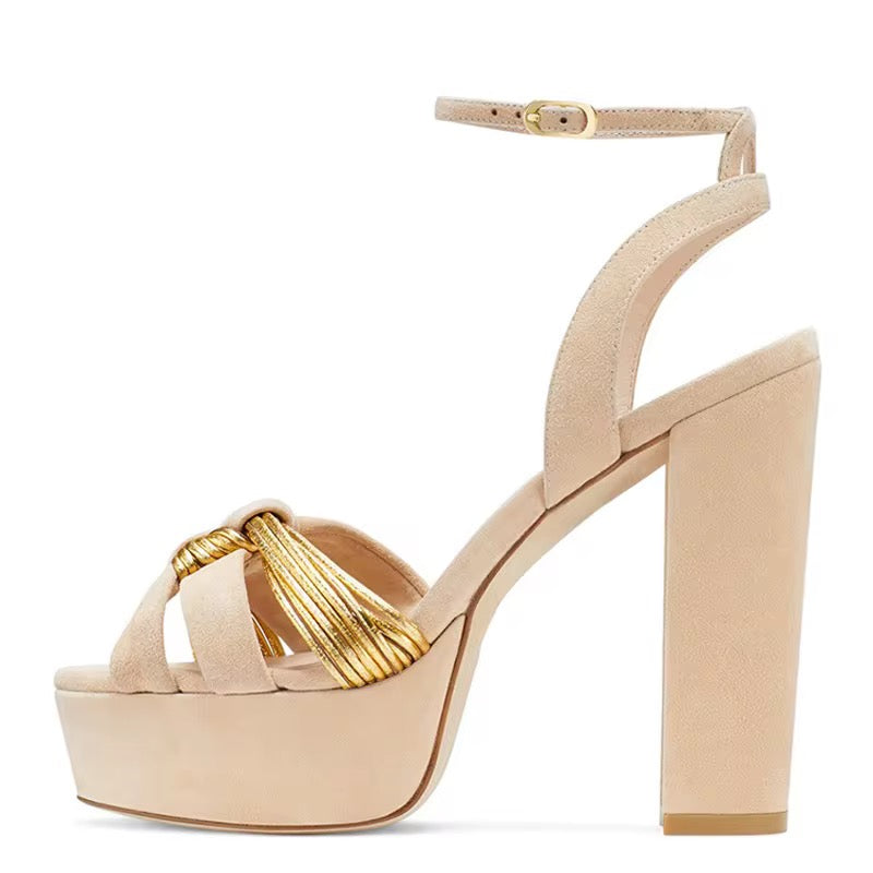 Golden Knot Platform Heels